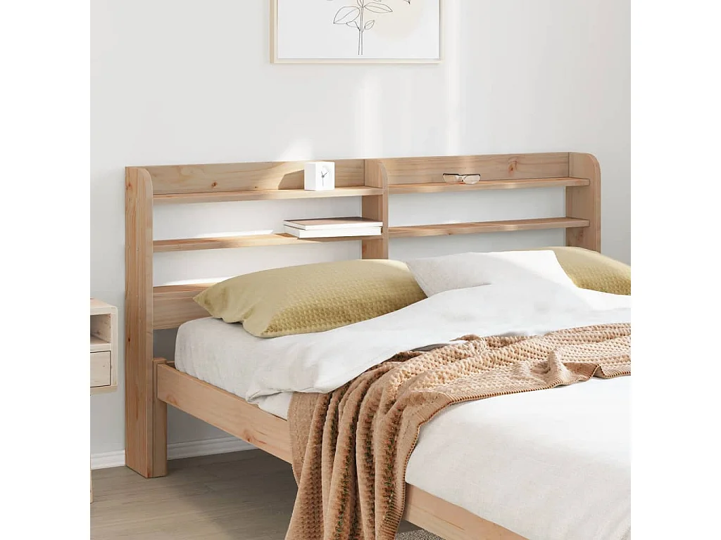 Tête de lit avec étagères 120 cm bois massif de pin