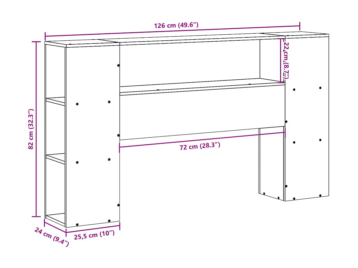 Tête de lit avec rangement cire marron 120cm bois massif de pin