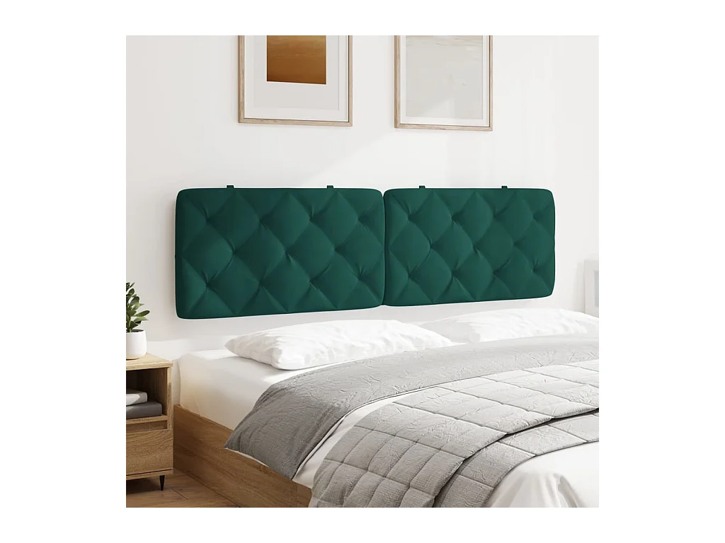 Coussin de tête de lit vert foncé 180 cm velours