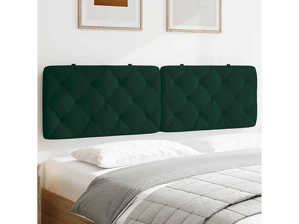 Coussin de tête de lit vert foncé 180 cm velours