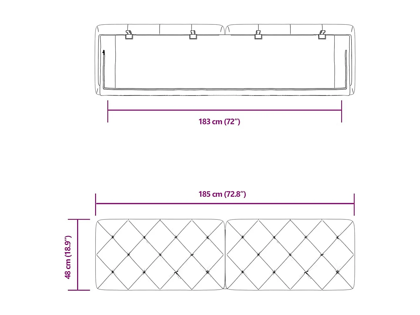 Coussin de tête de lit vert foncé 180 cm velours