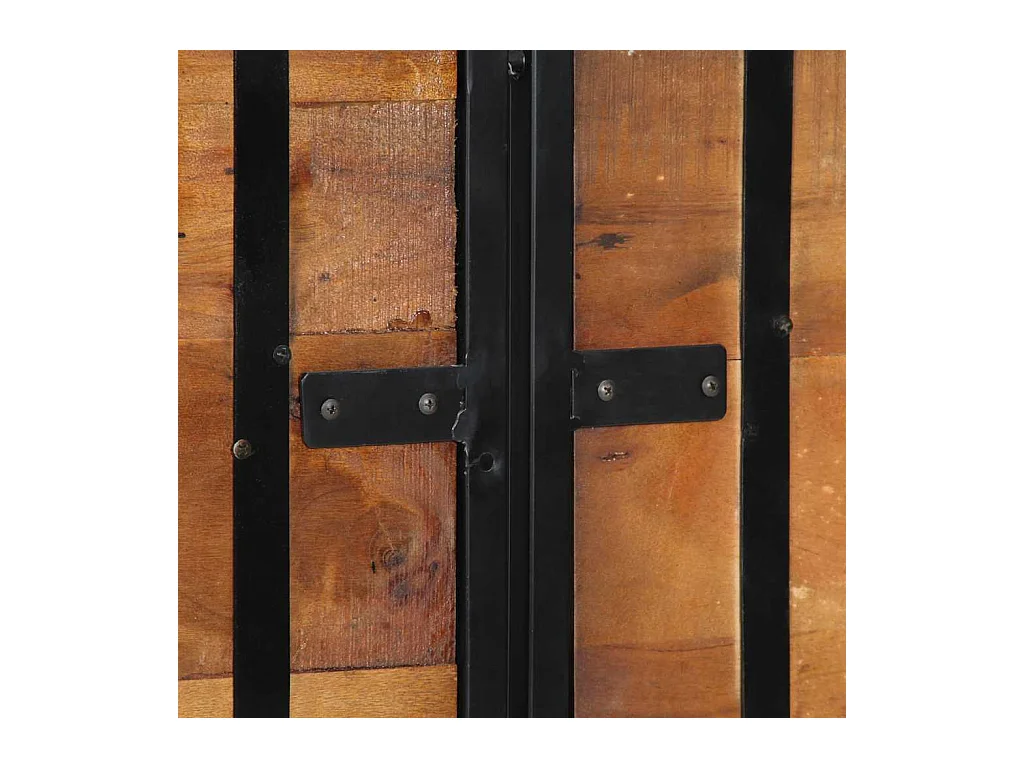 Testiera 160 cm in Legno Massello di Recupero e Ferro