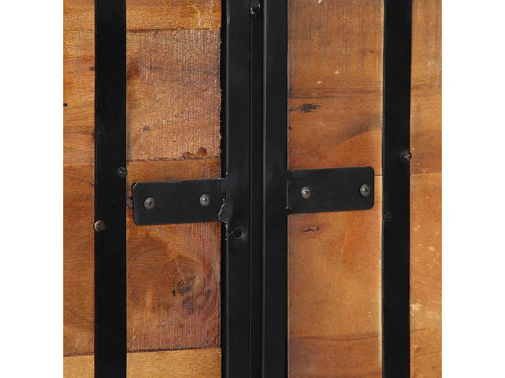 Testiera 160 cm in Legno Massello di Recupero e Ferro