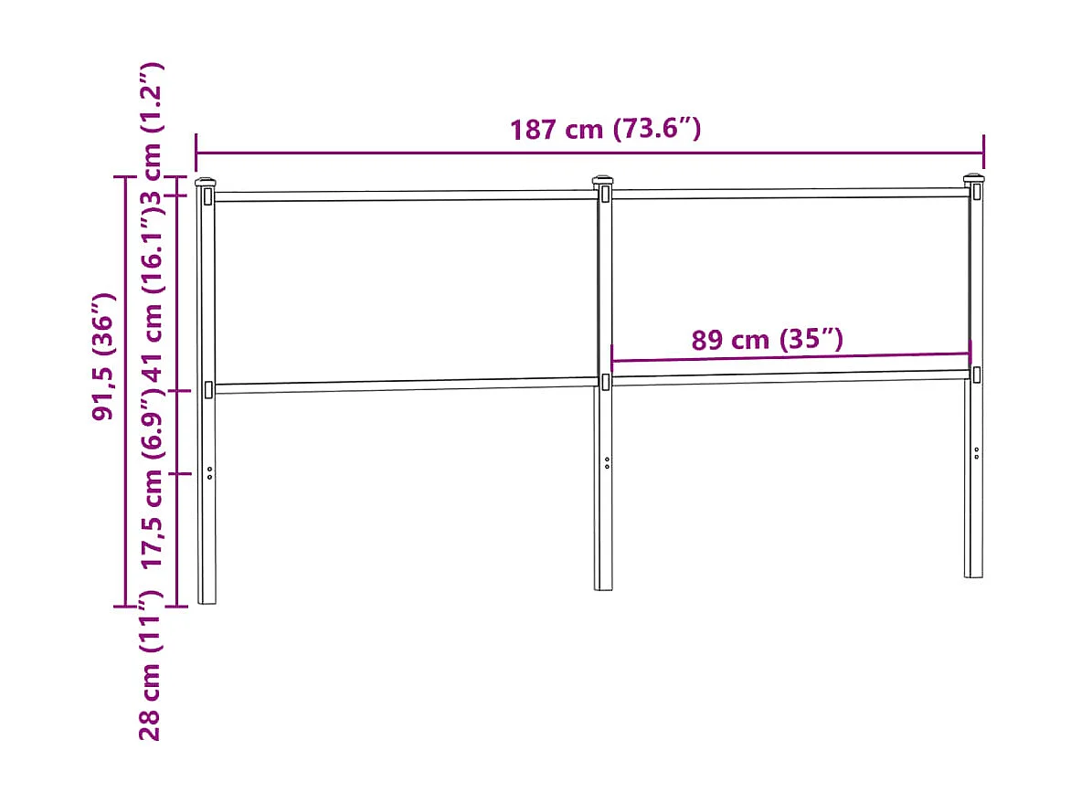 Tête de lit chêne marron 180 cm bois d'ingénierie et acier