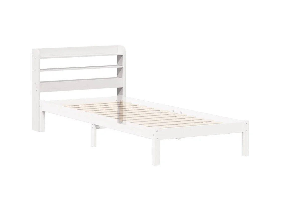 Kopfteil mit Ablagen Weiß 100 cm Massivholz Kiefer