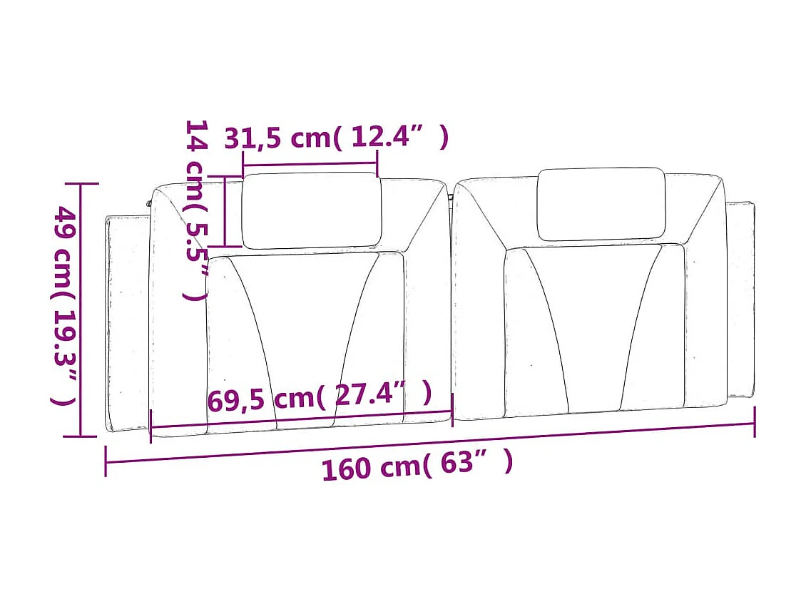 Coussin de tête de lit Viana cappuccino 160 cm similicuir