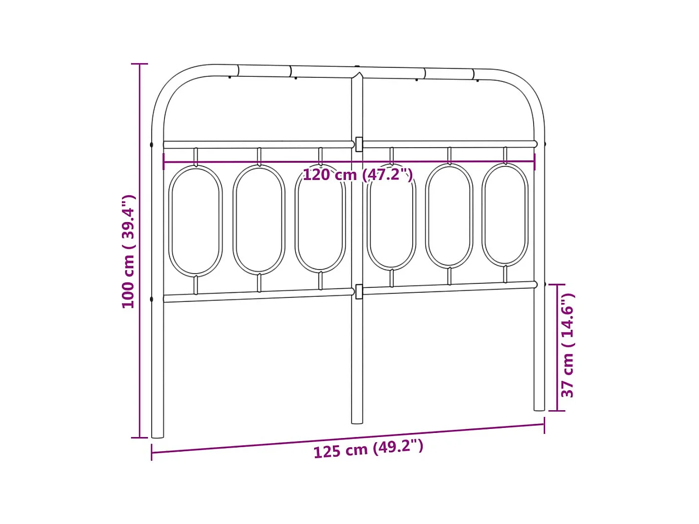 Kopfteil Metall Weiß 120 cm