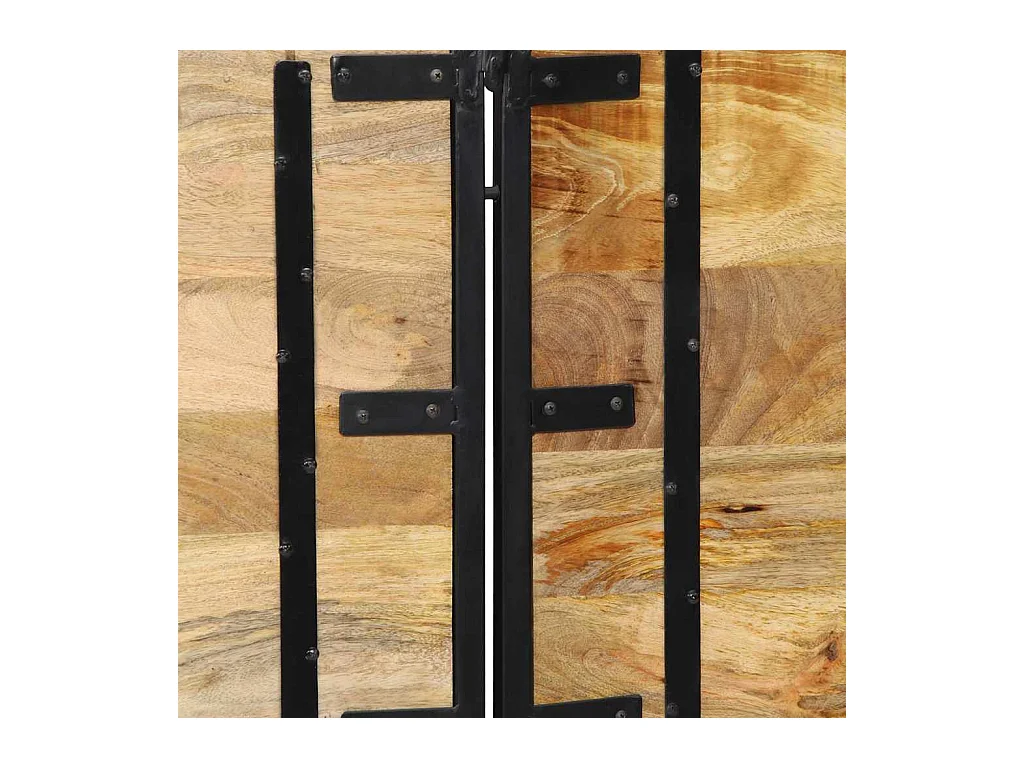 Kopfteil 200 cm Massivholz Mango und Eisen