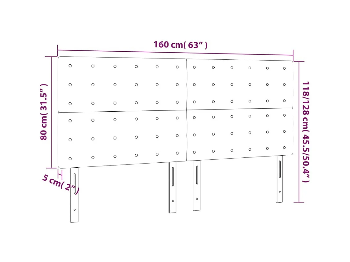Hoofdbord LED 160x5x118/128 cm kunstleer cappuccinokleurig