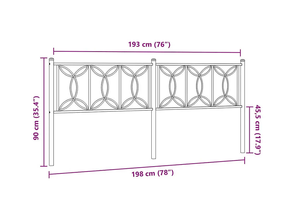 Kopfteil Metall Weiß 193 cm