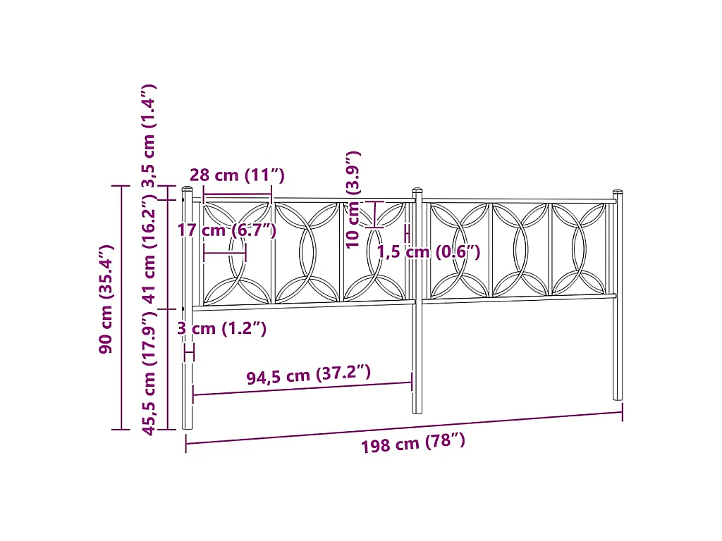 Testiera di Ricambio in Metallo Bianco 193 cm