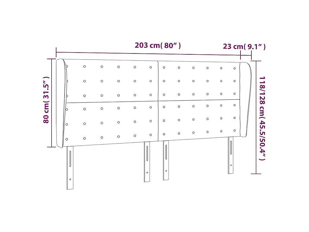 Tête de lit avec oreilles Cappuccino 203x23x118/128 cm