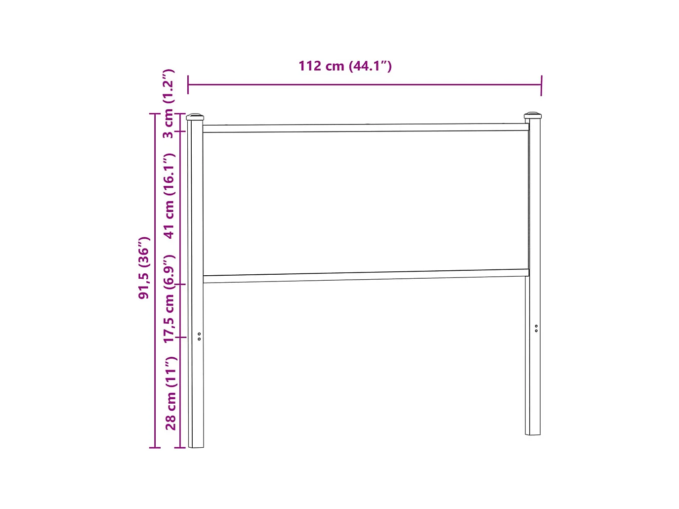 Kopfteil Braun Eichen-Optik 107 cm Holzwerkstoff und Stahl