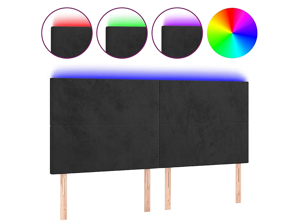 Tête de lit à LED Noir 180x5x118/128 cm Velours