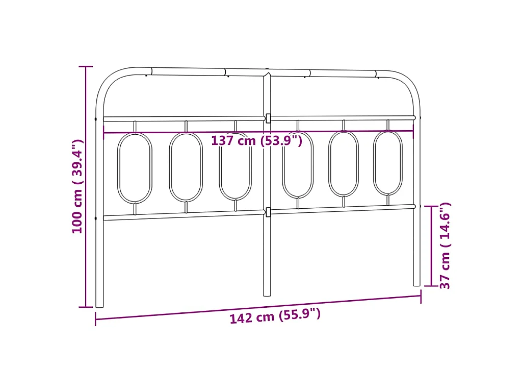 Tête de lit de remplacement métal blanc 137 cm