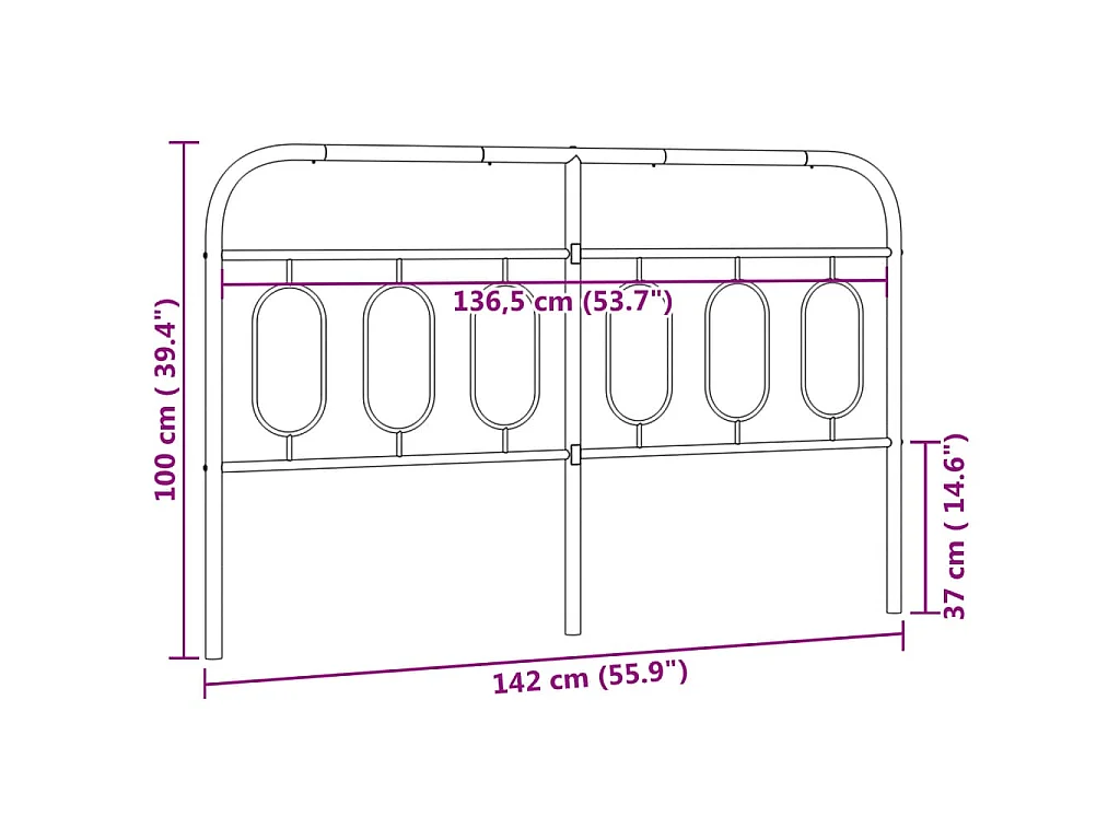 Tête de lit de remplacement métal blanc 137 cm