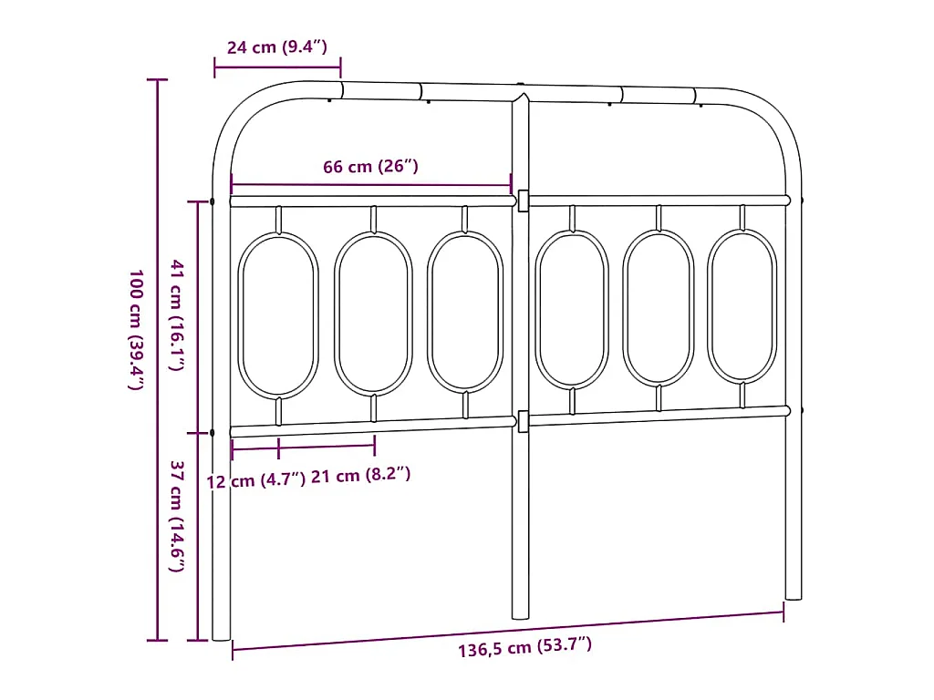 Tête de lit de remplacement métal blanc 137 cm