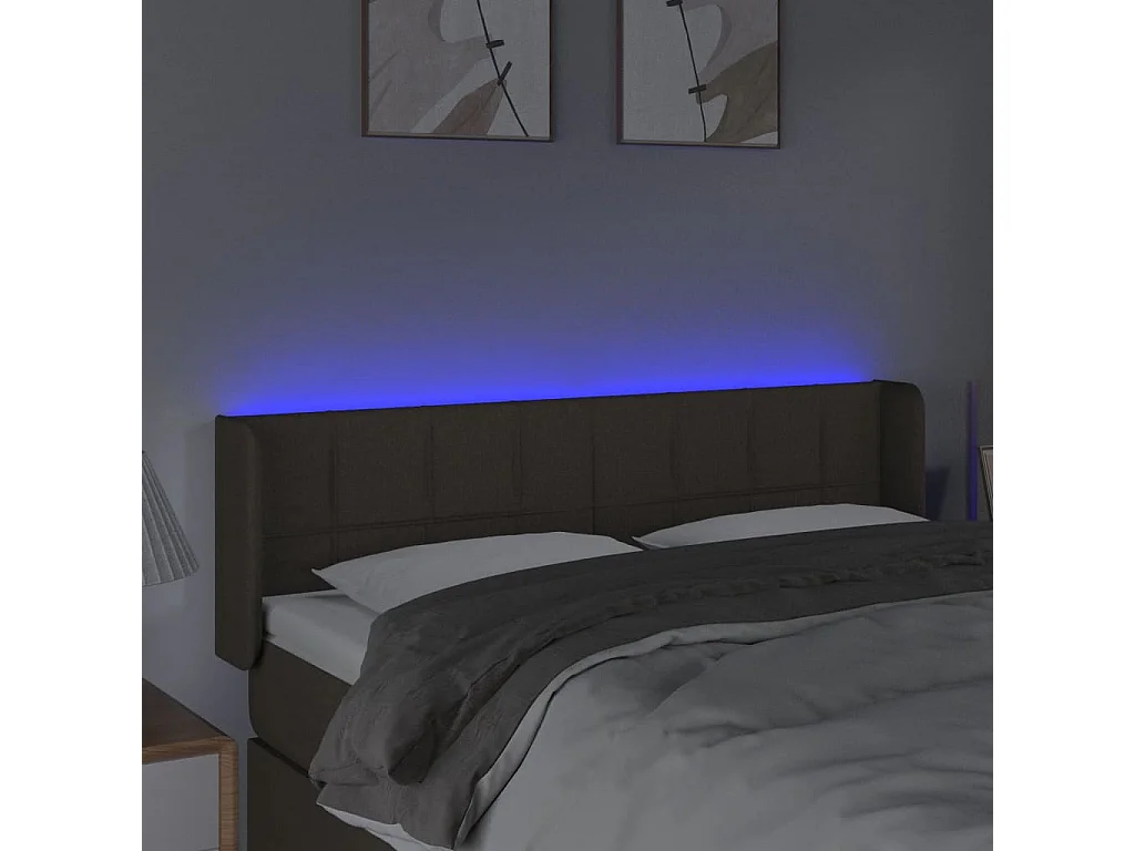 Testiera a LED Tortora 147x16x78/88 cm in Tessuto