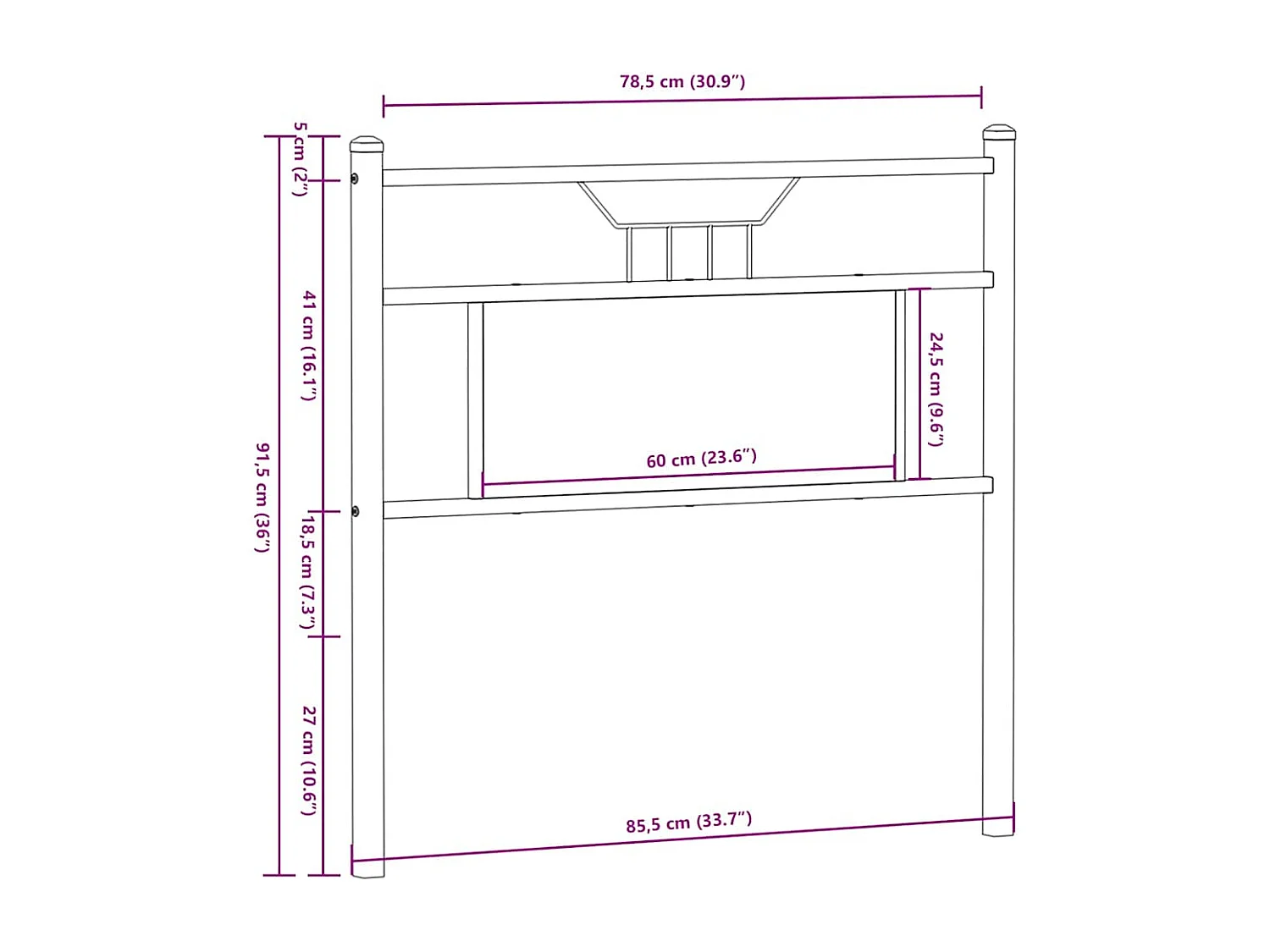 Tête de lit chêne fumé 80 cm bois d'ingénierie et acier