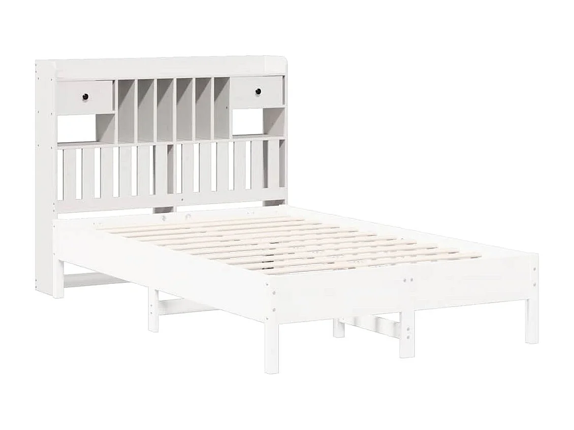 Hoofdbord met opbergruimte 135 cm massief grenenhout wit