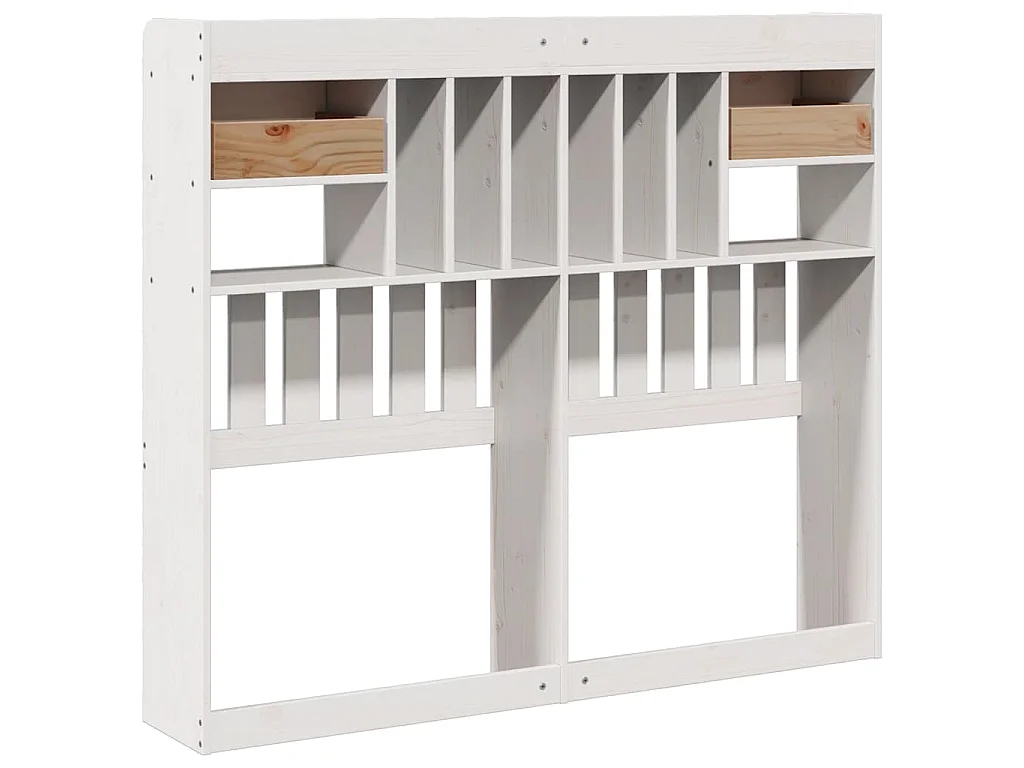 Hoofdbord met opbergruimte 135 cm massief grenenhout wit