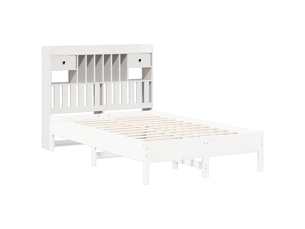 Hoofdbord met opbergruimte 135 cm massief grenenhout wit