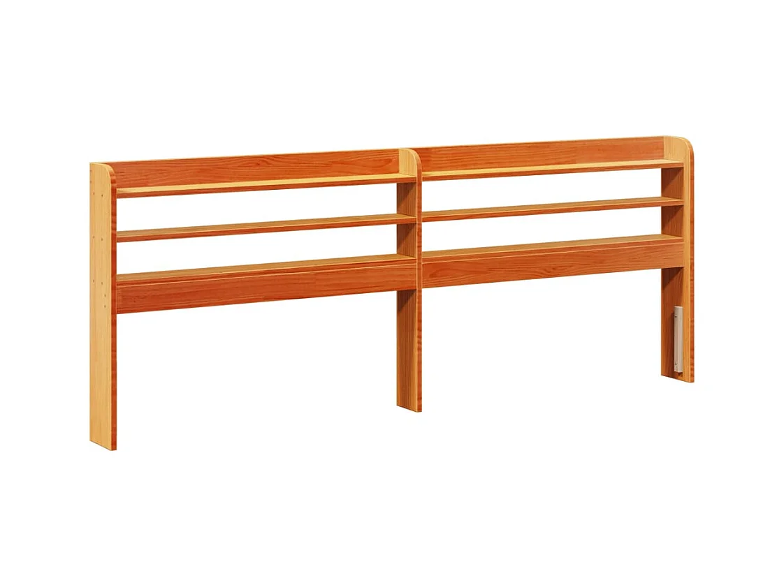 Tête de lit avec étagères marron cire 180 cm bois massif de pin