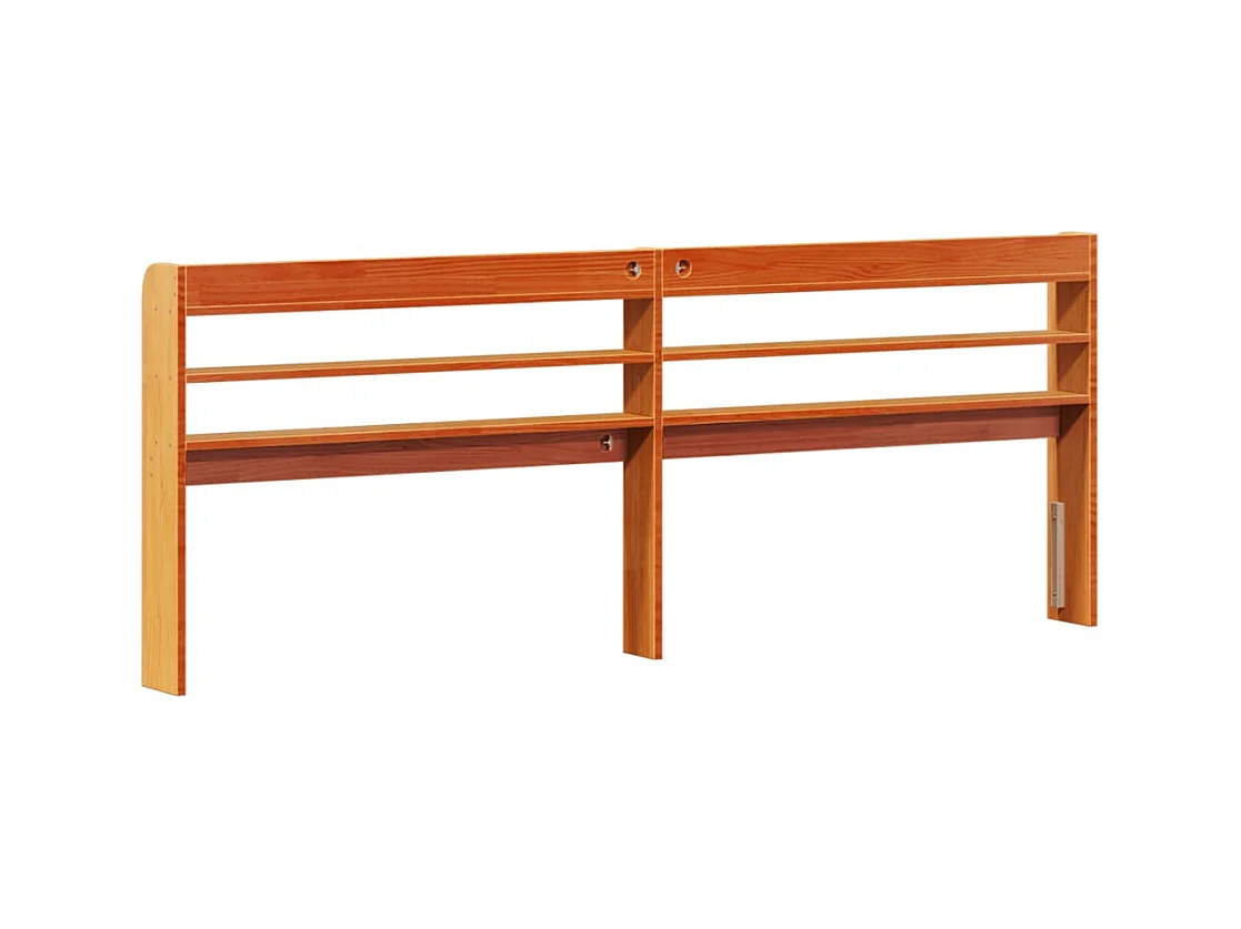 Tête de lit avec étagères marron cire 180 cm bois massif de pin