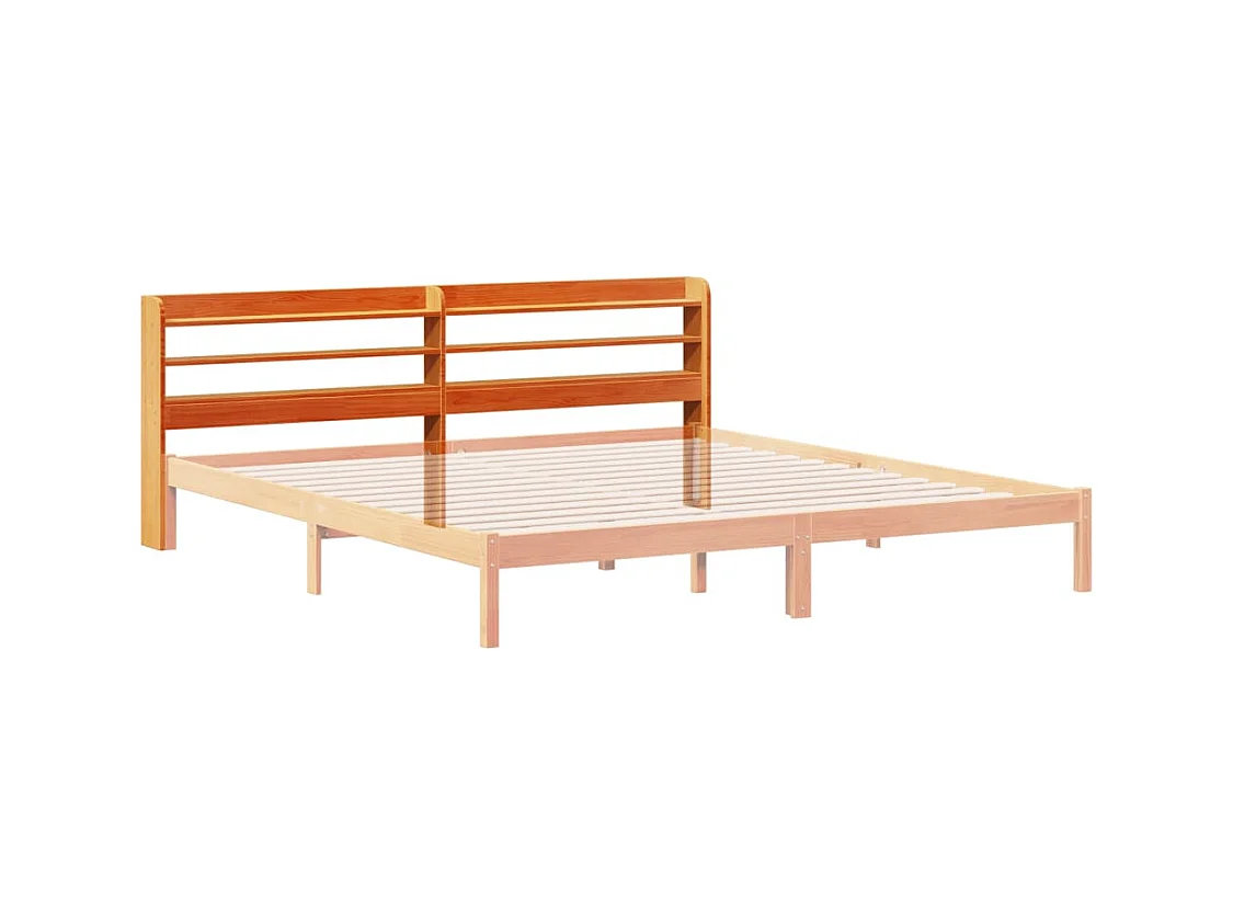 Tête de lit avec étagères marron cire 180 cm bois massif de pin