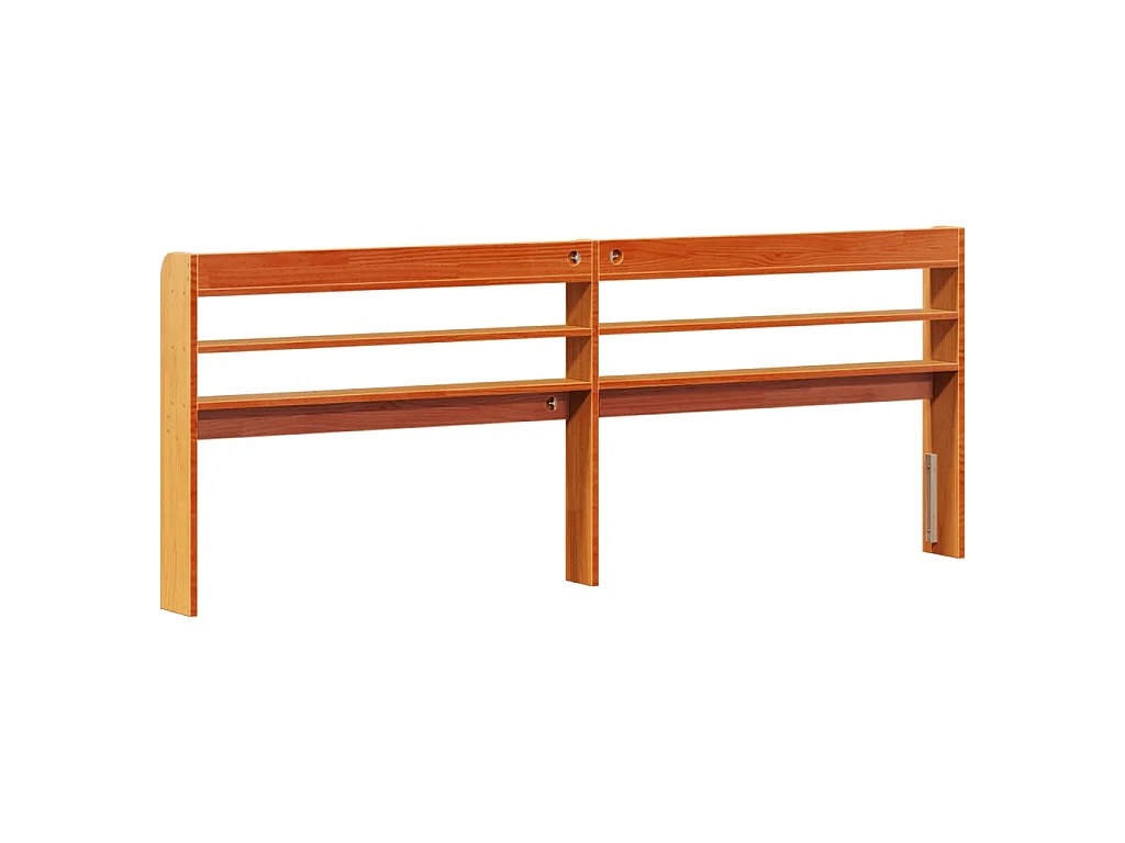Cabecero de cama con estantes madera maciza pino marrón 180 cm