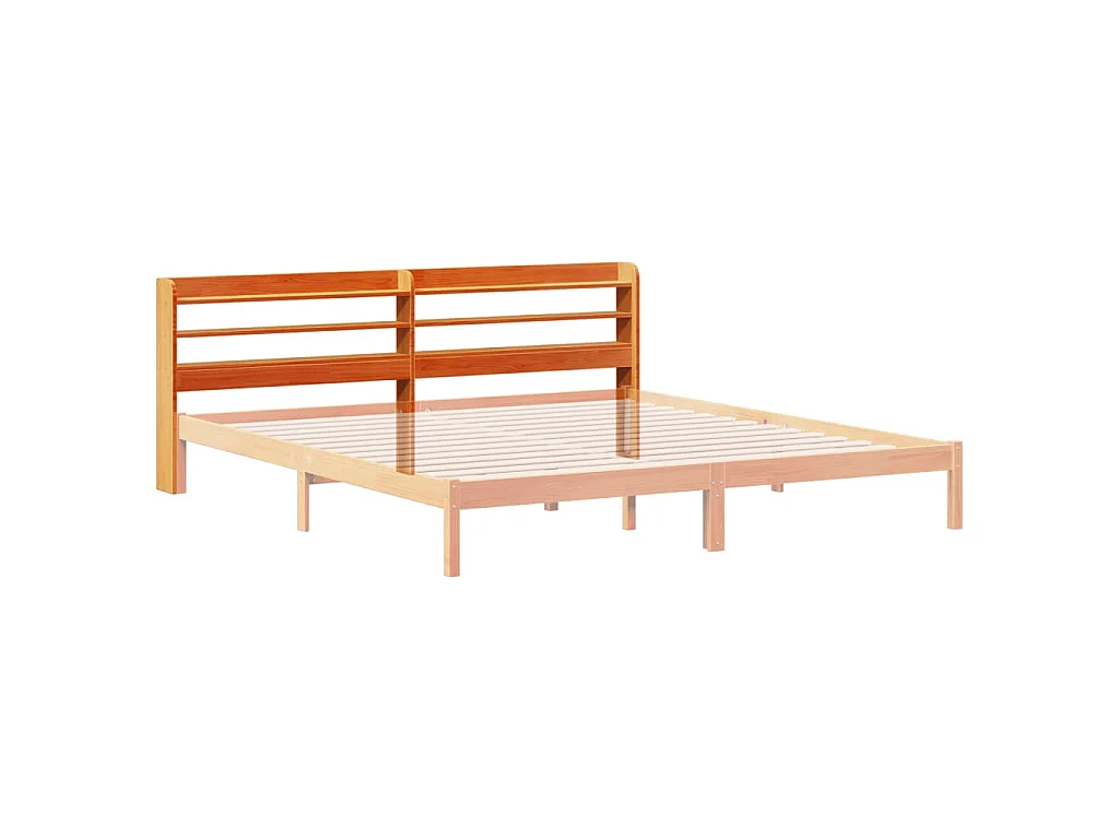Cabecero de cama con estantes madera maciza pino marrón 180 cm