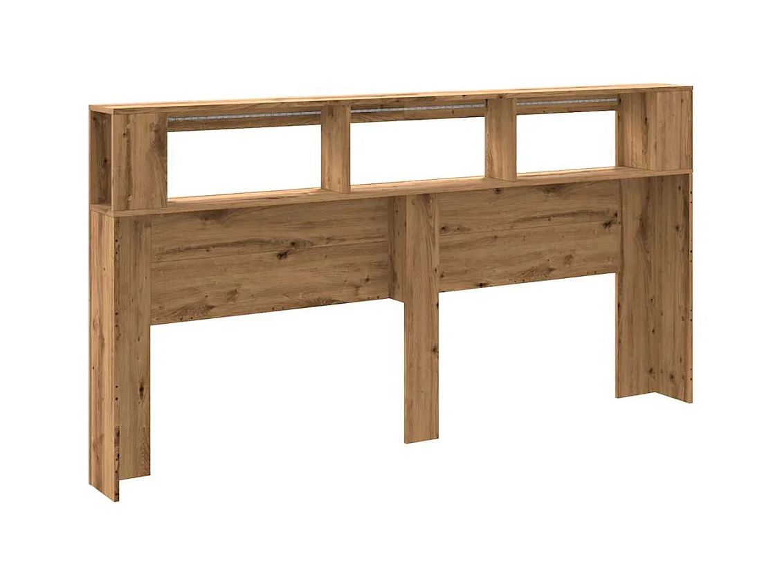 Tête de lit à LED chêne artisanal 200x18,5x103,5 cm