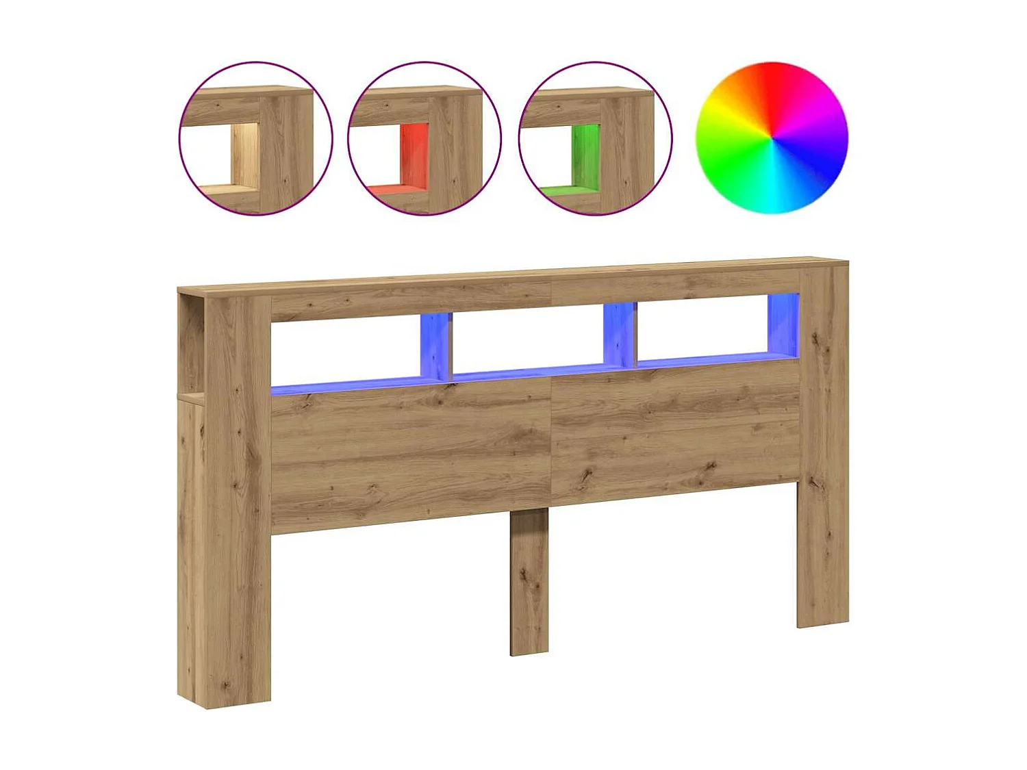 LED-Kopfteil Artisan-Eiche 200x18,5x103,5 cm Holzwerkstoff