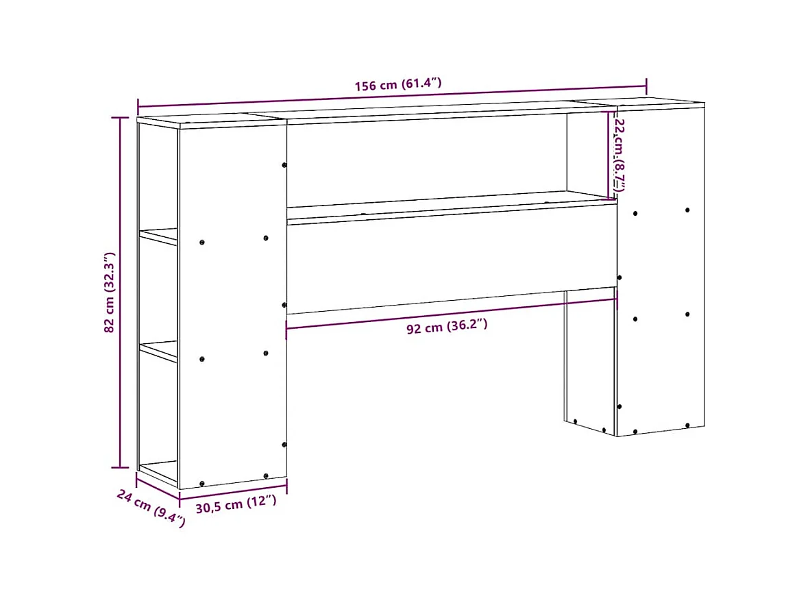 Tête de lit avec rangement blanc 150 cm bois massif de pin