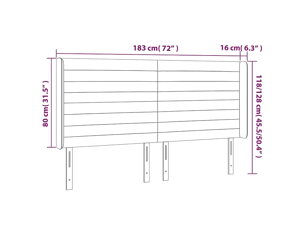 Tête de lit à LED Taupe 183x16x118/128 cm Tissu