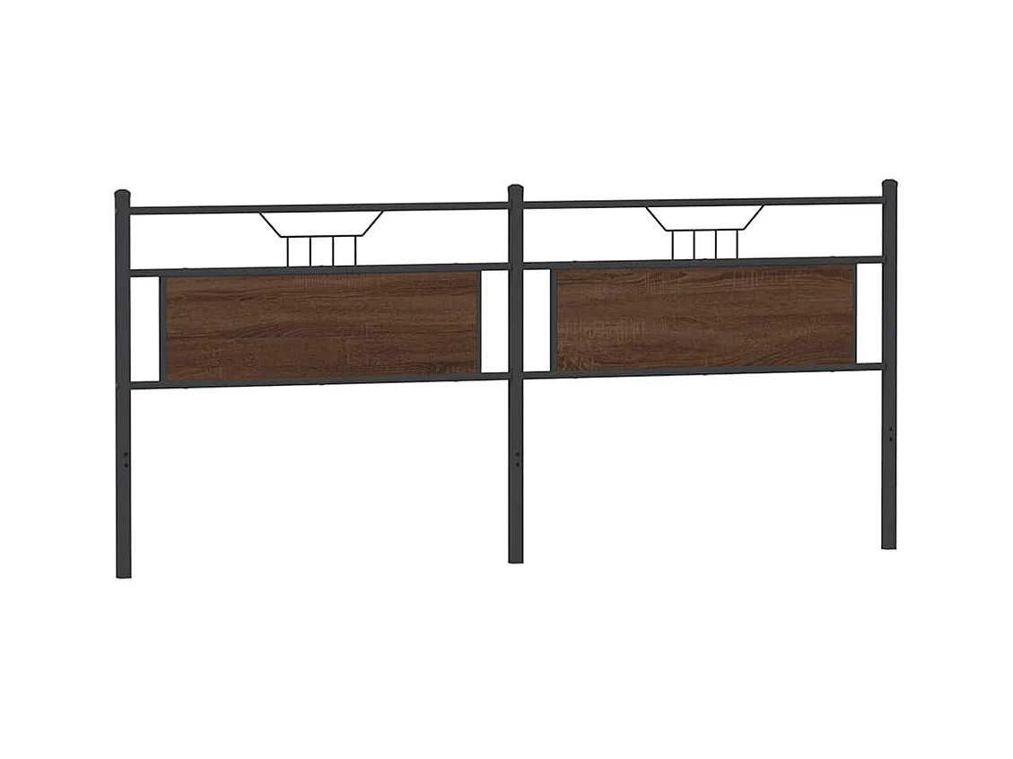 Hoofdbord 193 cm bewerkt hout en staal bruin eikenkleurig