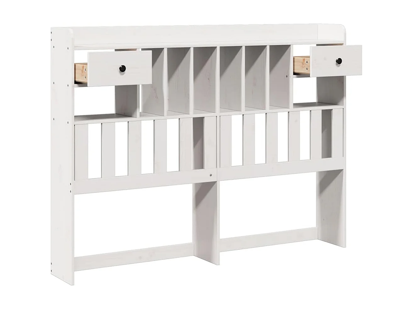 Cabeceira com arrumação 140 cm madeira de pinho maciça branco