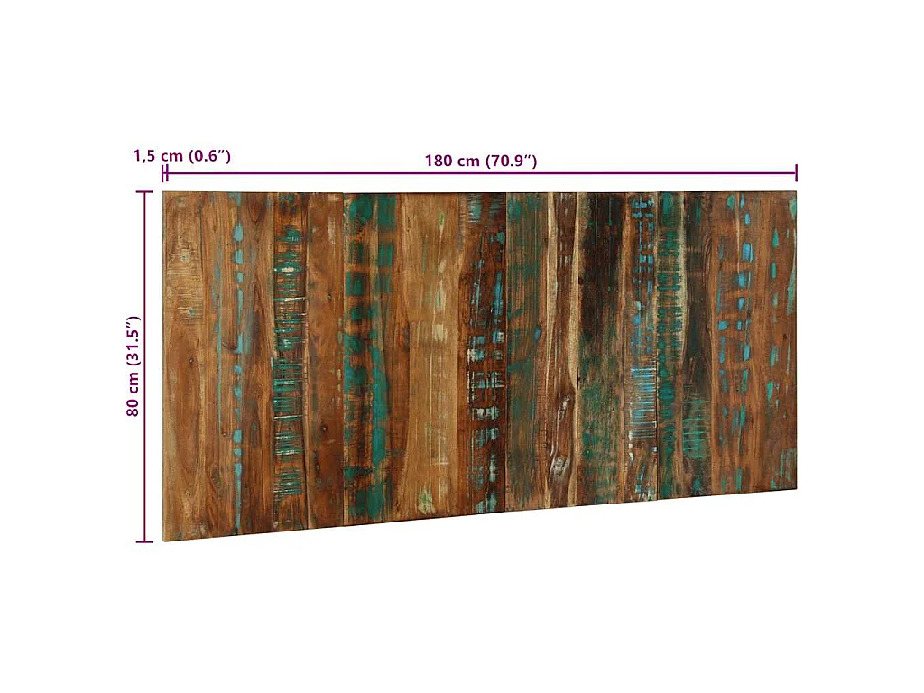 Tête de lit multicolore 180 cm bois massif récupération
