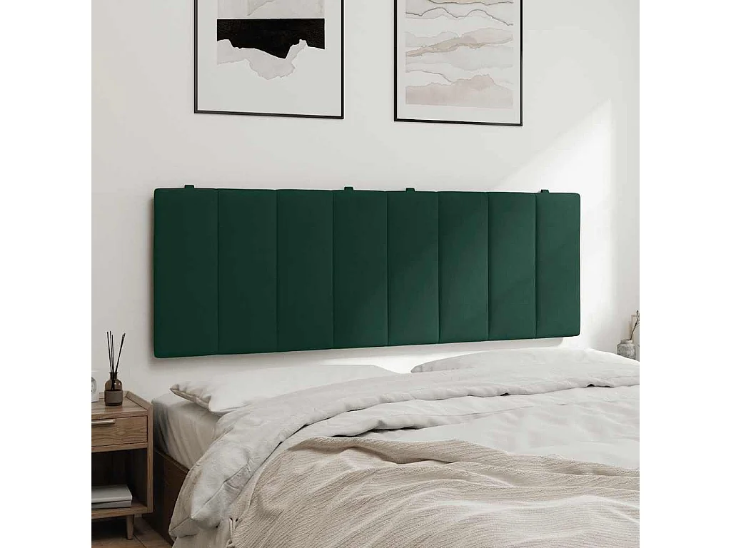 Coussin de tête de lit Hanko vert foncé 120 cm velours