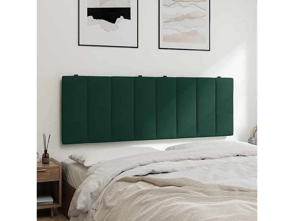 Coussin de tête de lit Hanko vert foncé 120 cm velours