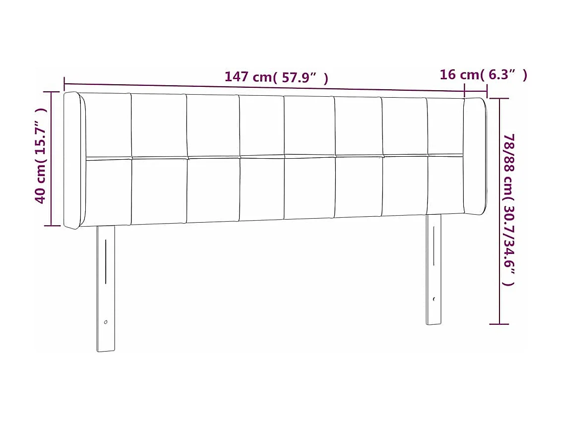 Tête de lit avec oreilles Vert foncé 147x16x78/88 cm Velours