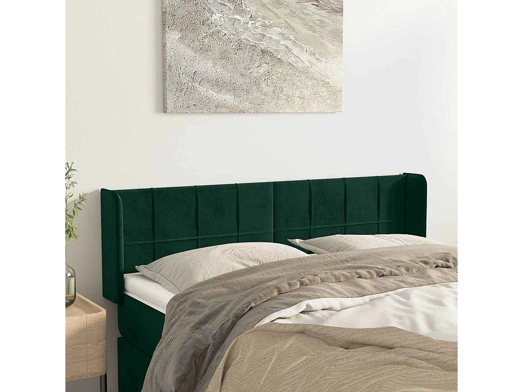Kopfteil mit Ohren Dunkelgrün 147x16x78/88 cm Samt