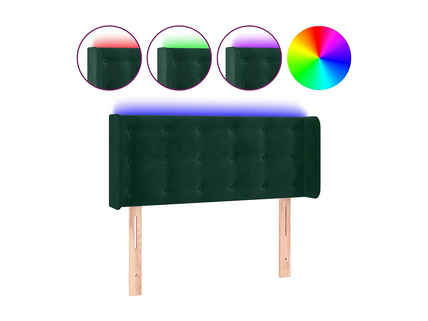 Hoofdbord LED 93x16x78/88 cm fluweel donkergroen