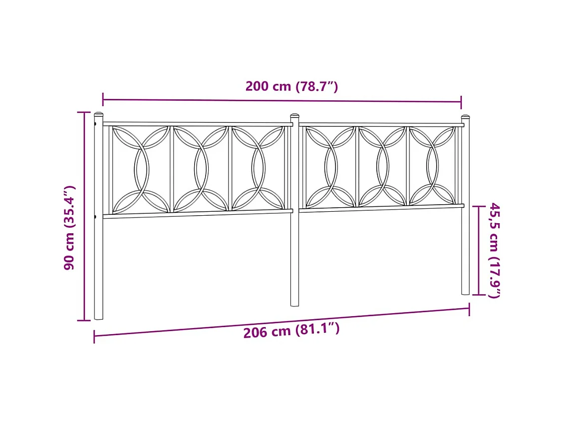 Testiera in Metallo Bianco 200 cm
