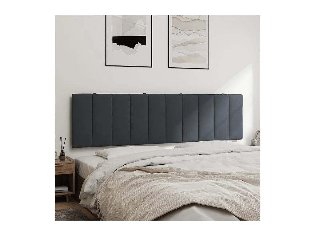 Almofadão de cabeceira 180 cm veludo cinzento-escuro