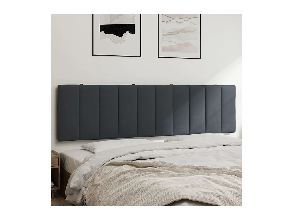Coussin de tête de lit gris foncé 180 cm velours