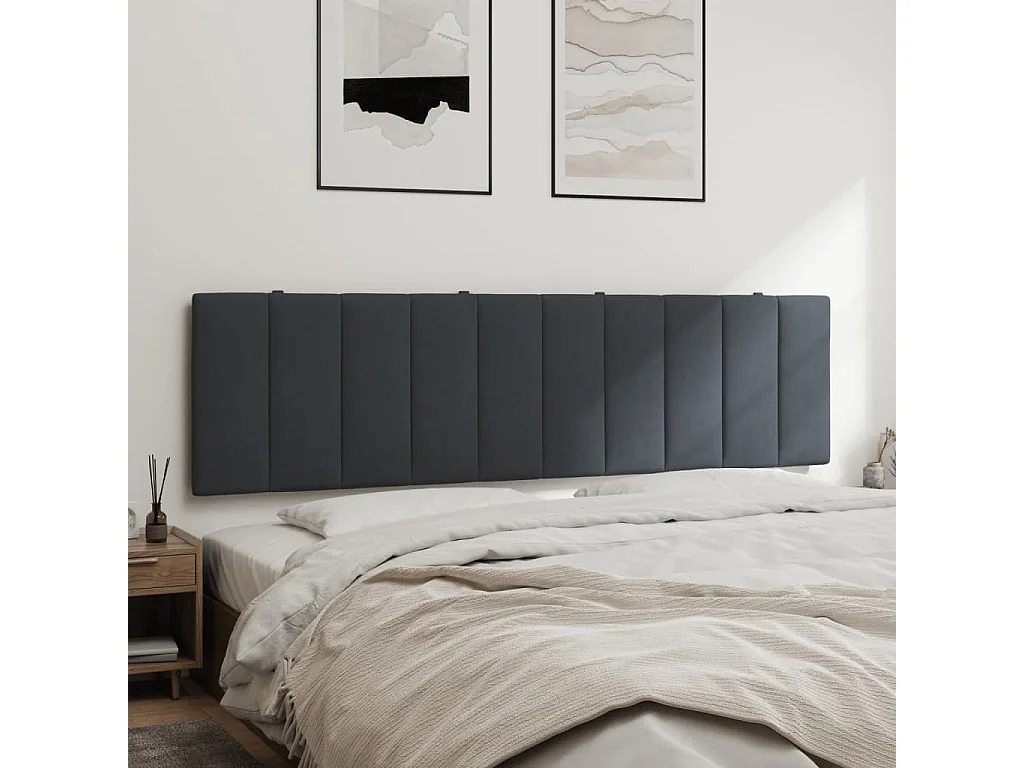 Cabecero de cama acolchado Hanko terciopelo gris oscuro 180 cm