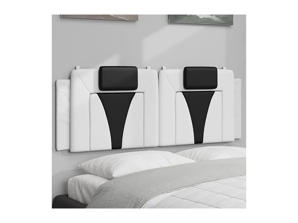Hoofdbordkussen "Viana" 140 cm kunstleer wit en zwart