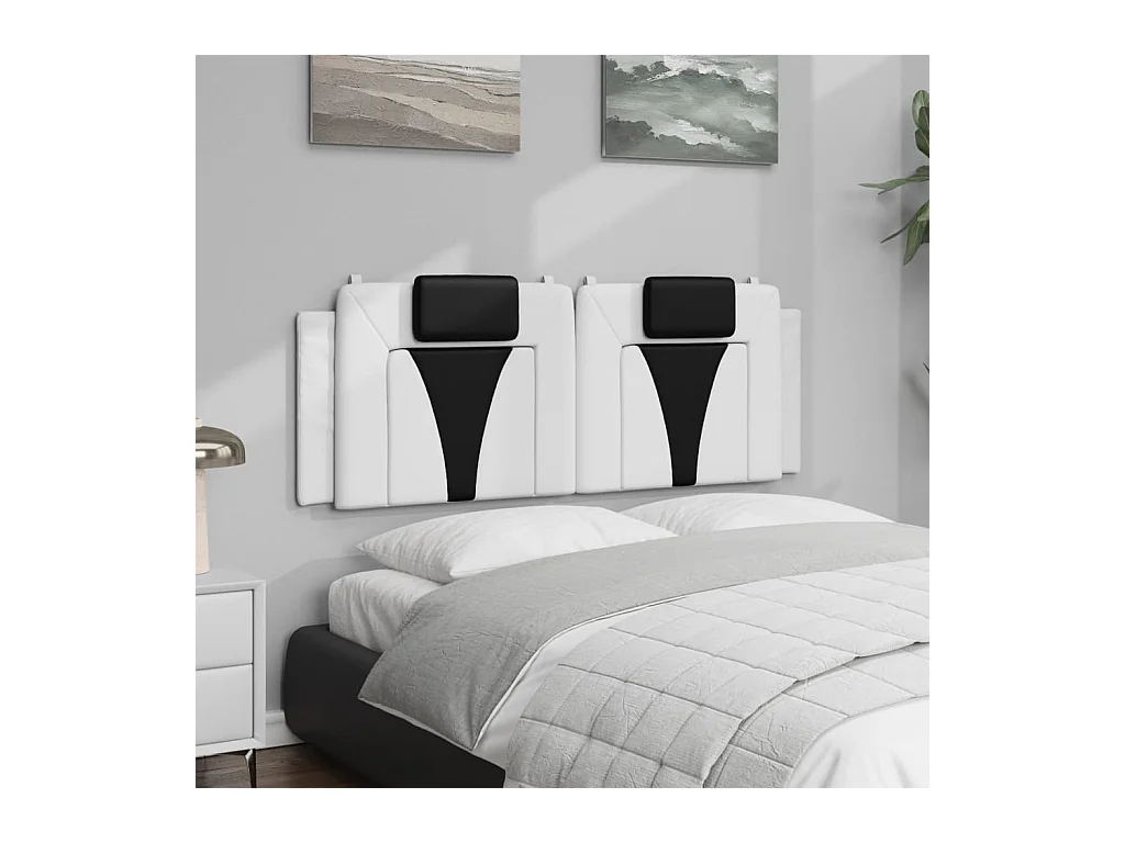 Hoofdbordkussen "Viana" 140 cm kunstleer wit en zwart