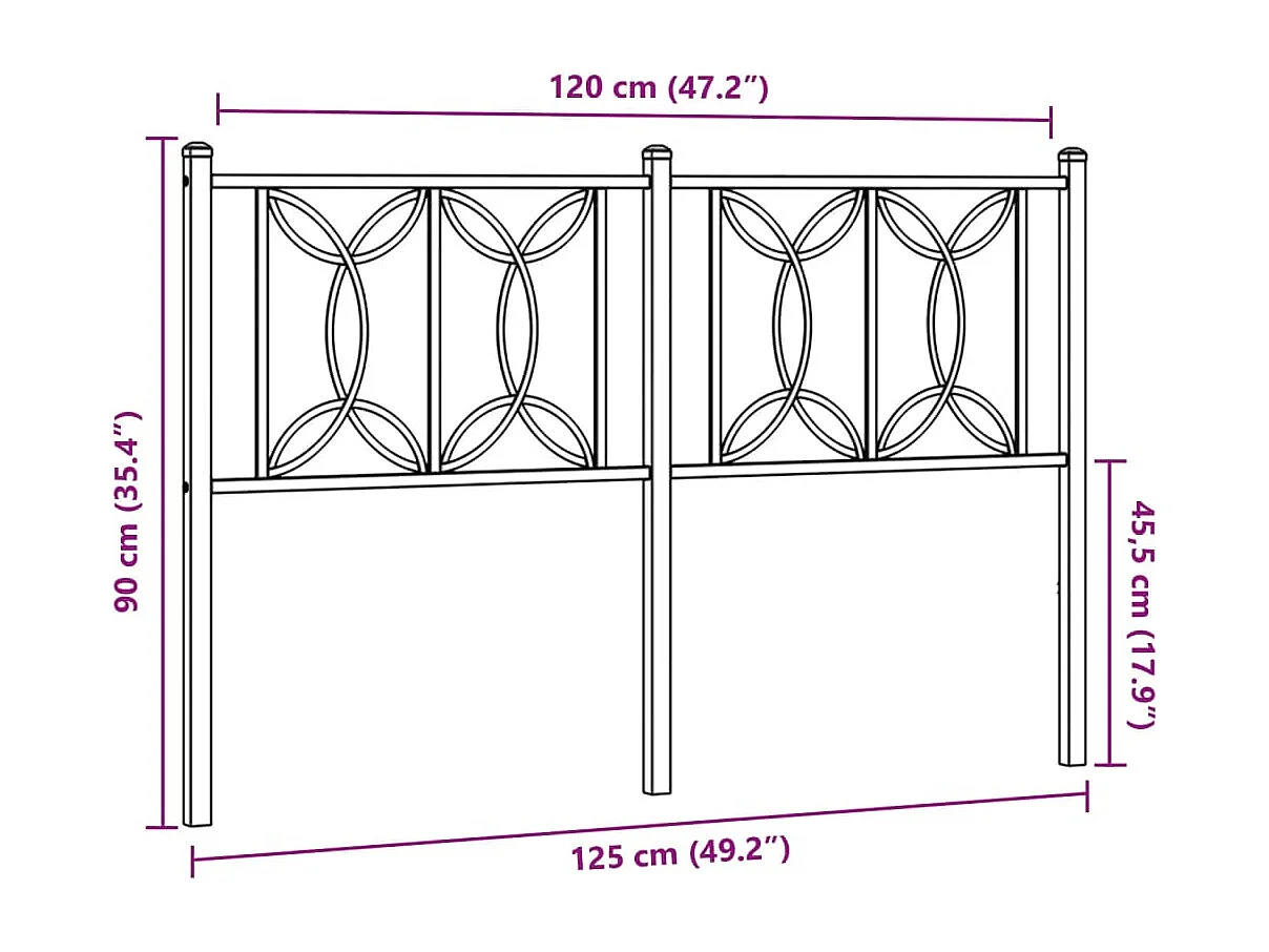 Cabeceira de cama 120 cm metal branco